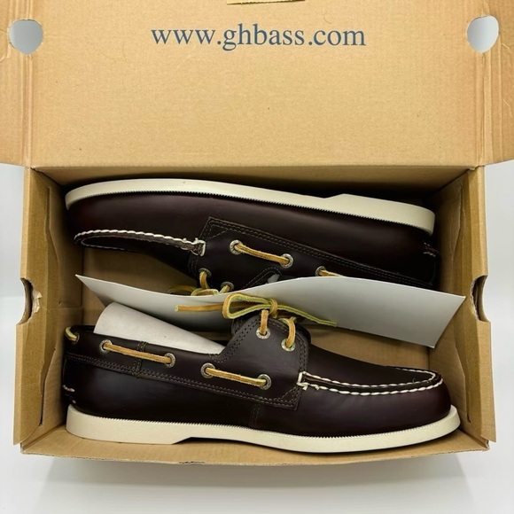 G.H. Bass & Co. MENS LEATHER HAMPTON BOAT SHOE 8W - Picture 7 of 8